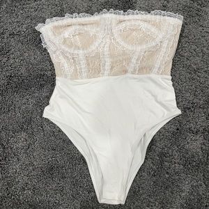 White Lace Corset Bodysuit
